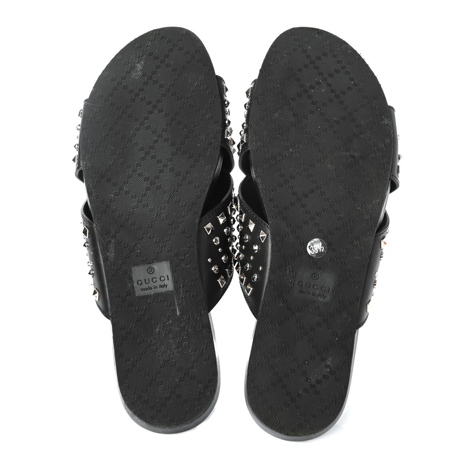 Gucci Calfskin Studded Criss-Cross Sandals 38.5 Black 4 of 4