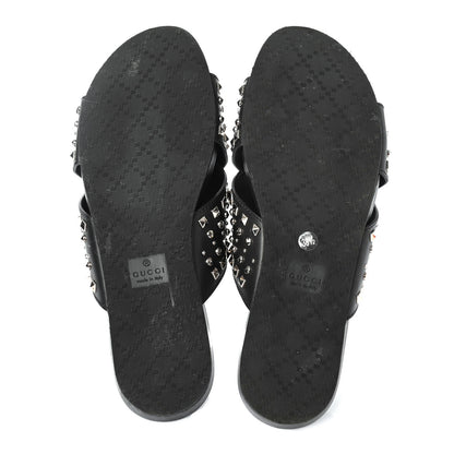 Gucci Calfskin Studded Criss-Cross Sandals 38.5 Black 4 of 4