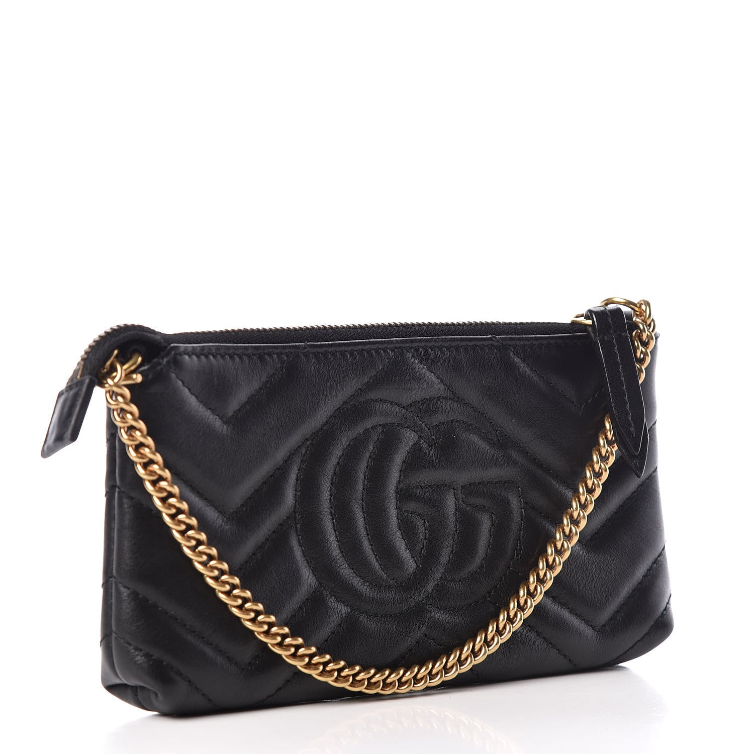 Gucci Calfskin Matelasse Mini GG Marmont Chain Bag Black 3 of 9