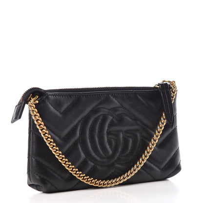 Gucci Calfskin Matelasse Mini GG Marmont Chain Bag Black 3 of 9