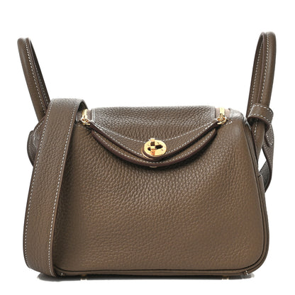 Hermes Taurillon Clemence Mini Lindy 20 Etoupe 1 of 12