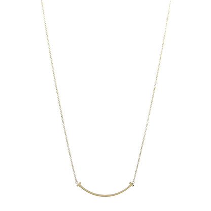 Tiffany 18K Yellow Gold Small T Smile Pendant Necklace 1 of 4