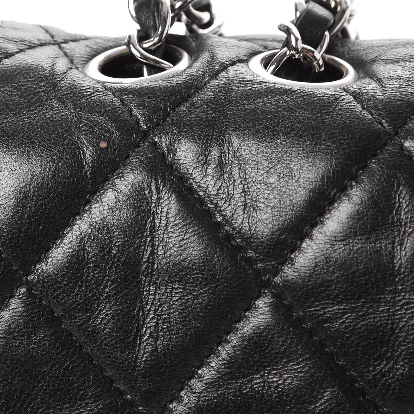 Lambskin East West Accordion Flap Black