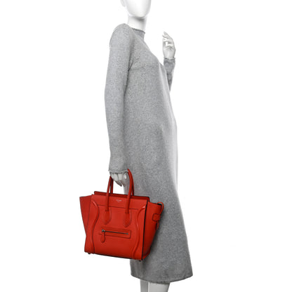 Celine Drummed Calfskin Micro Luggage Vermillion 3 of 17