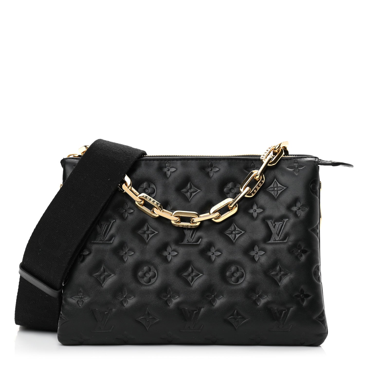 Louis Vuitton Lambskin Embossed Monogram Coussin PM Black 1 of 13