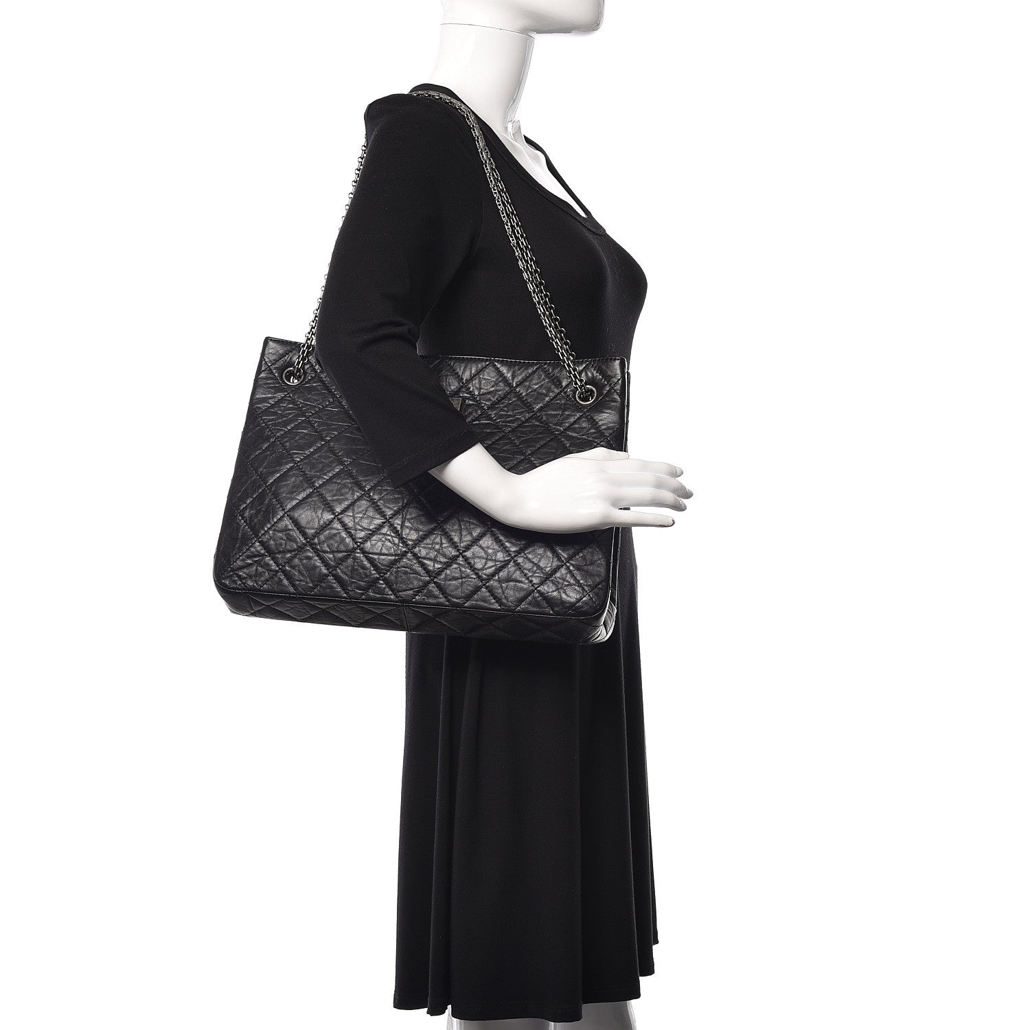 Chanel Aged Calfskin Quilted Reissue 2.55 Tote Black 2 of 10