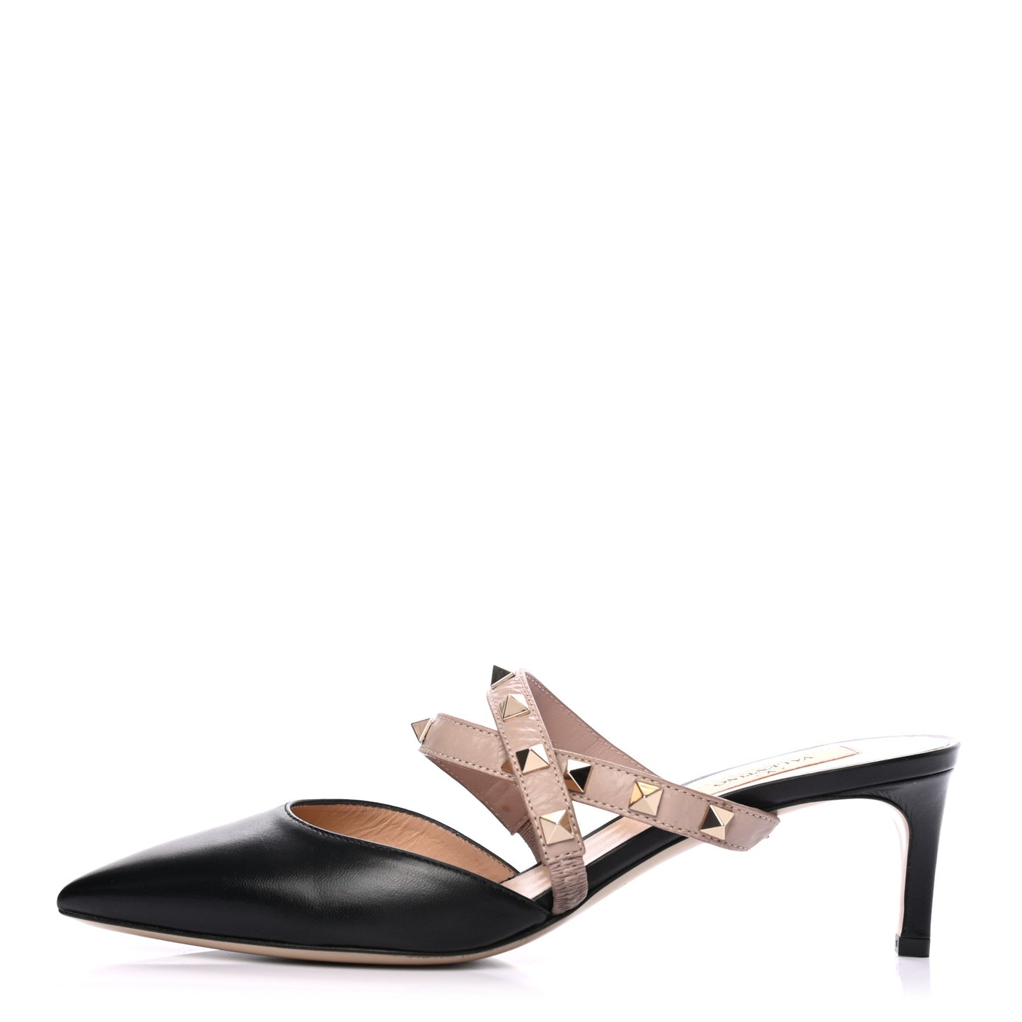Nappa Rockstud Criss Cross 55mm Mules 36.5 Black Poudre