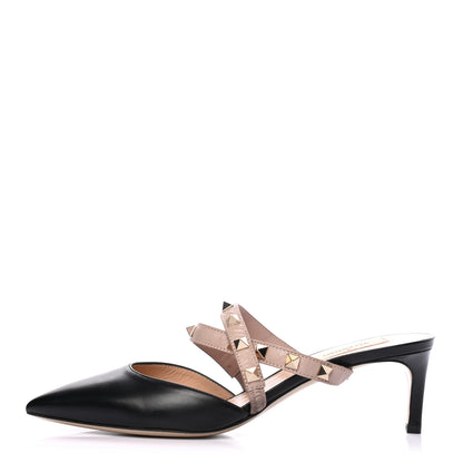 Valentino Garavani Nappa Rockstud Criss Cross 55mm Mules 36.5 Black Poudre 1 of 7