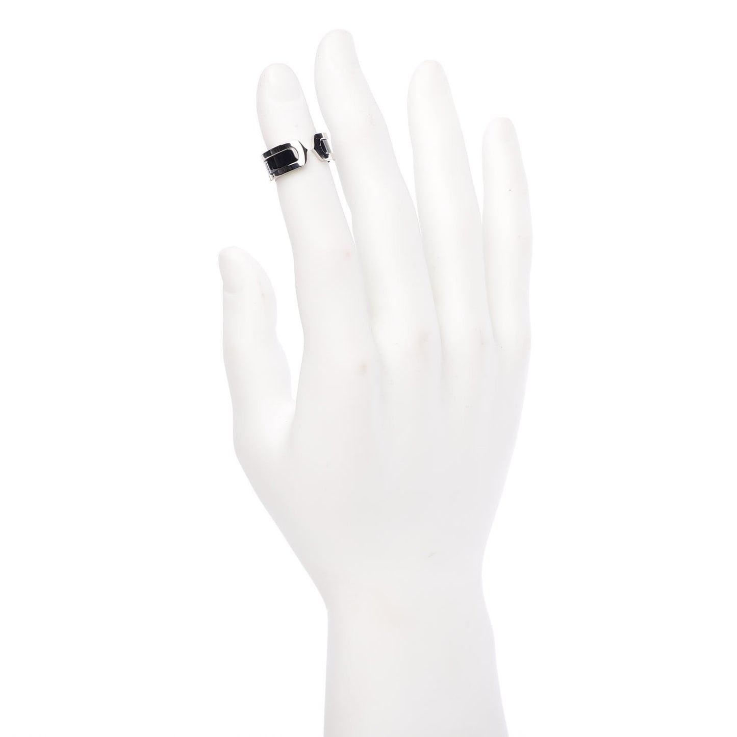 18K White Gold Enamel 8mm C De Ring 53 6.25 Black