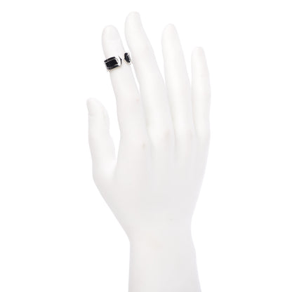Cartier 18K White Gold Enamel 8mm C De Ring 53 6.25 Black 2 of 5