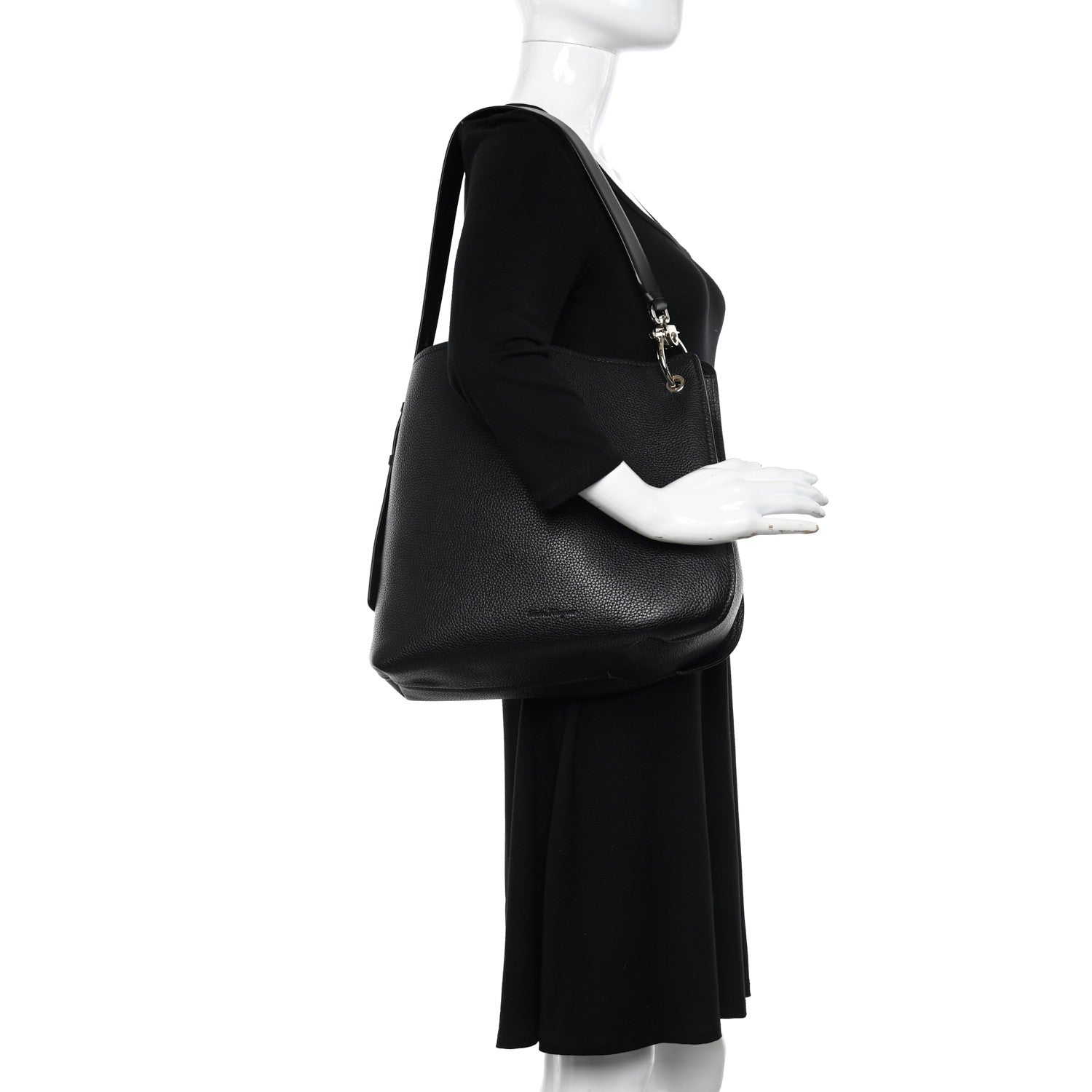 Salvatore Ferragamo Calfskin Minerva Hobo Black 2 of 11