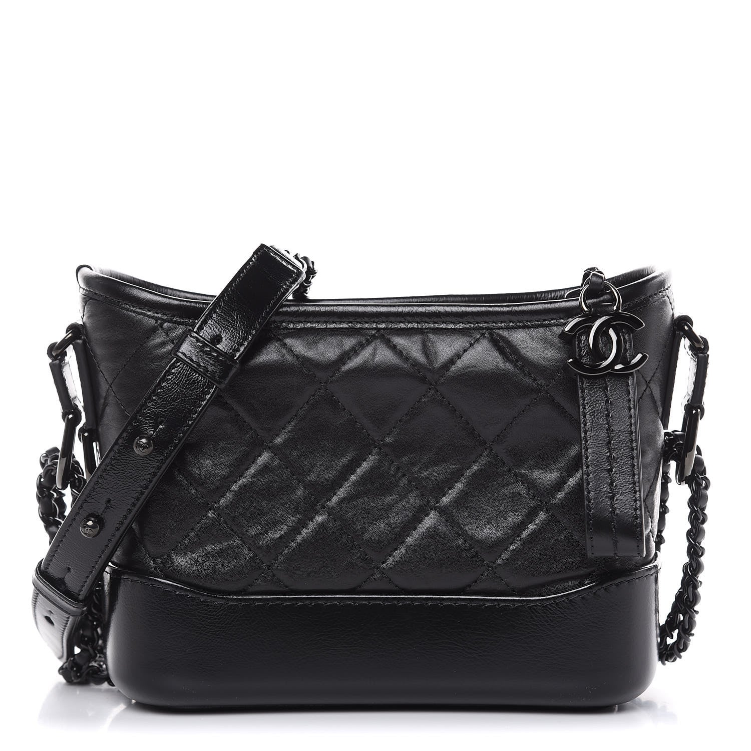 Chanel Aged Calfskin Quilted Small Gabrielle Hobo Black 1 of 9