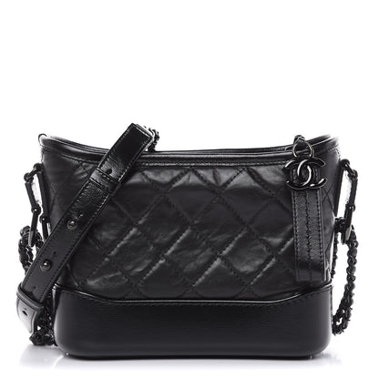 Chanel Aged Calfskin Quilted Small Gabrielle Hobo Black 1 of 9