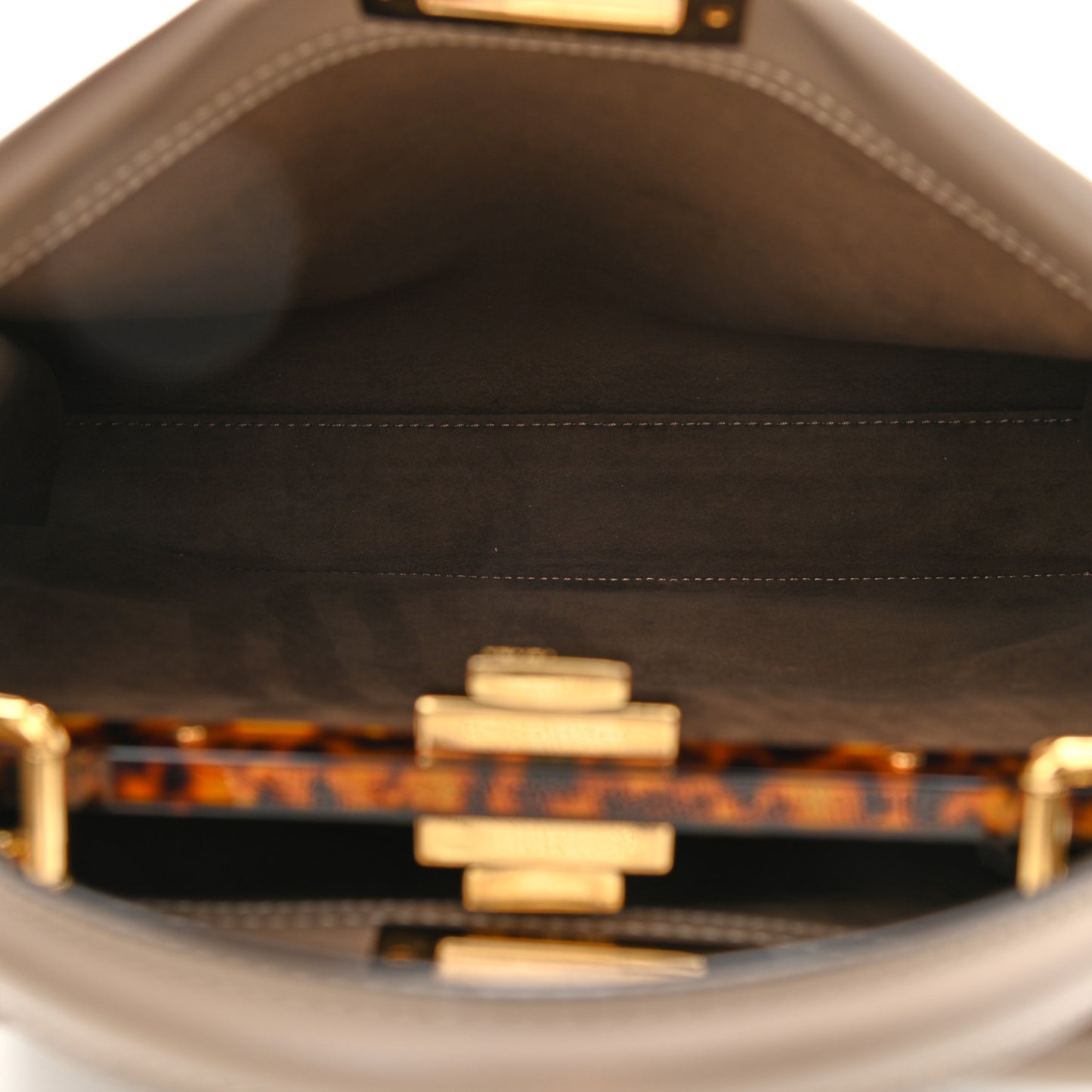 Vitello Seta Plexiglass Tortoise Medium Peekaboo Iconic Satchel Tortora