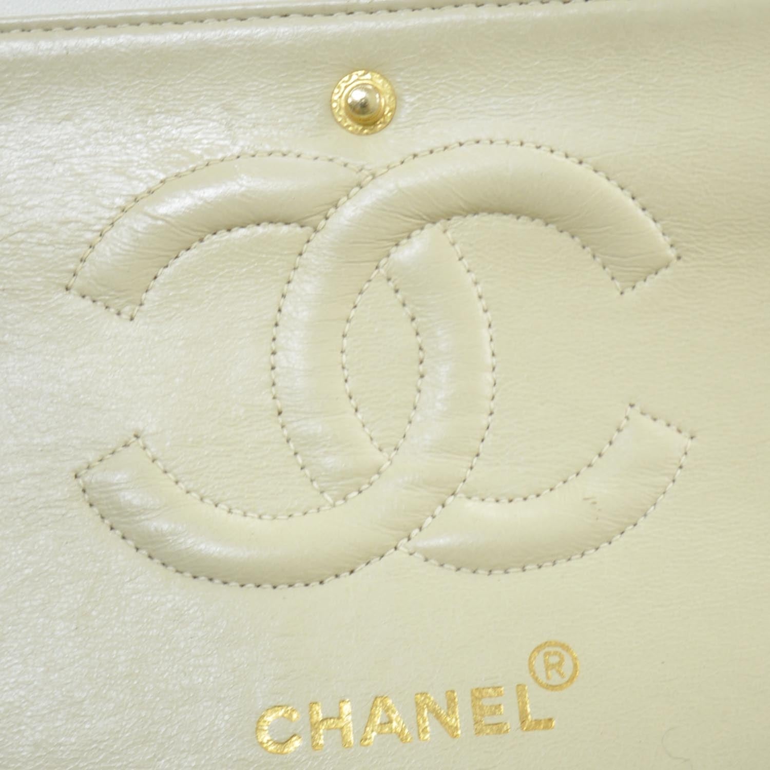 Chanel Lambskin Quilted Medium Double Flap White GHW 8 of 10