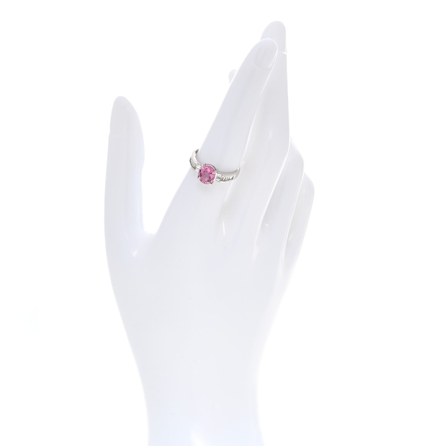 Platinum Diamond Pink Sapphire .31ctw Solitaire Half Band Ring 56 7.5