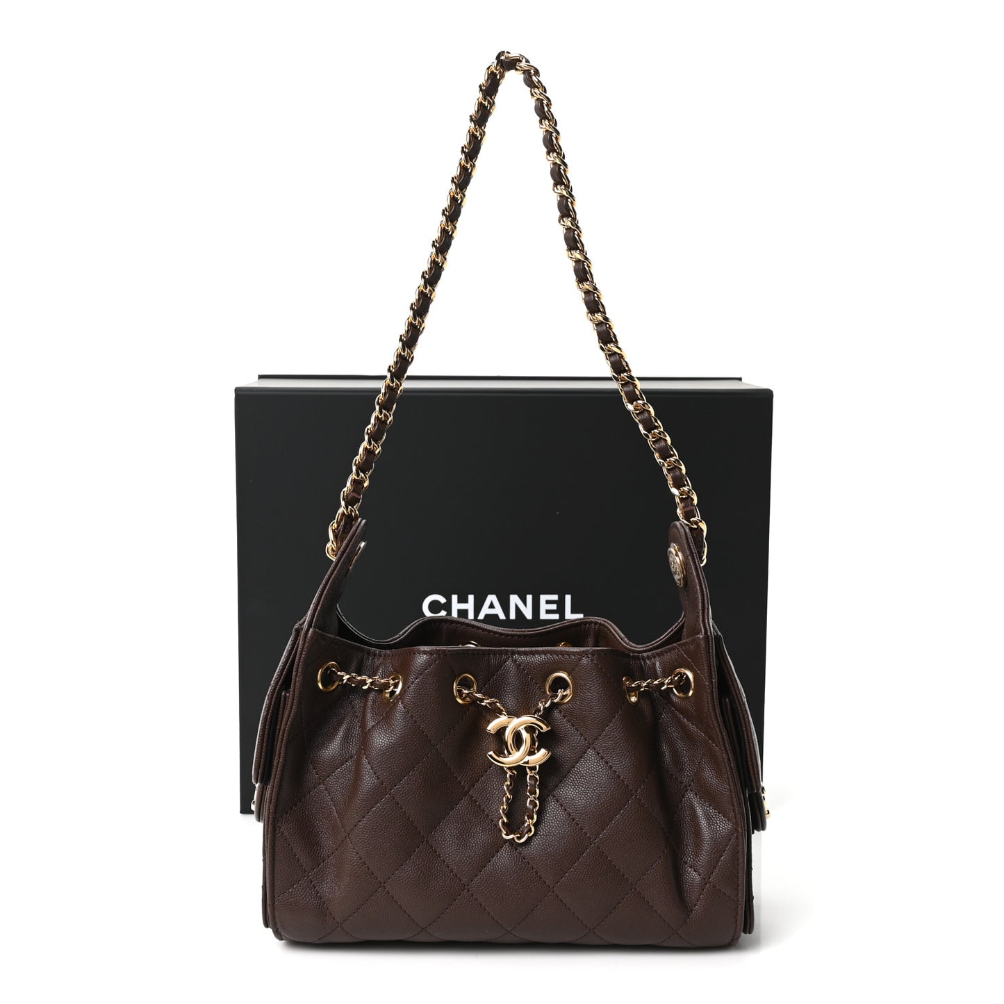 Caviar Quilted Mini Chanel 25 Handbag Dark Brown