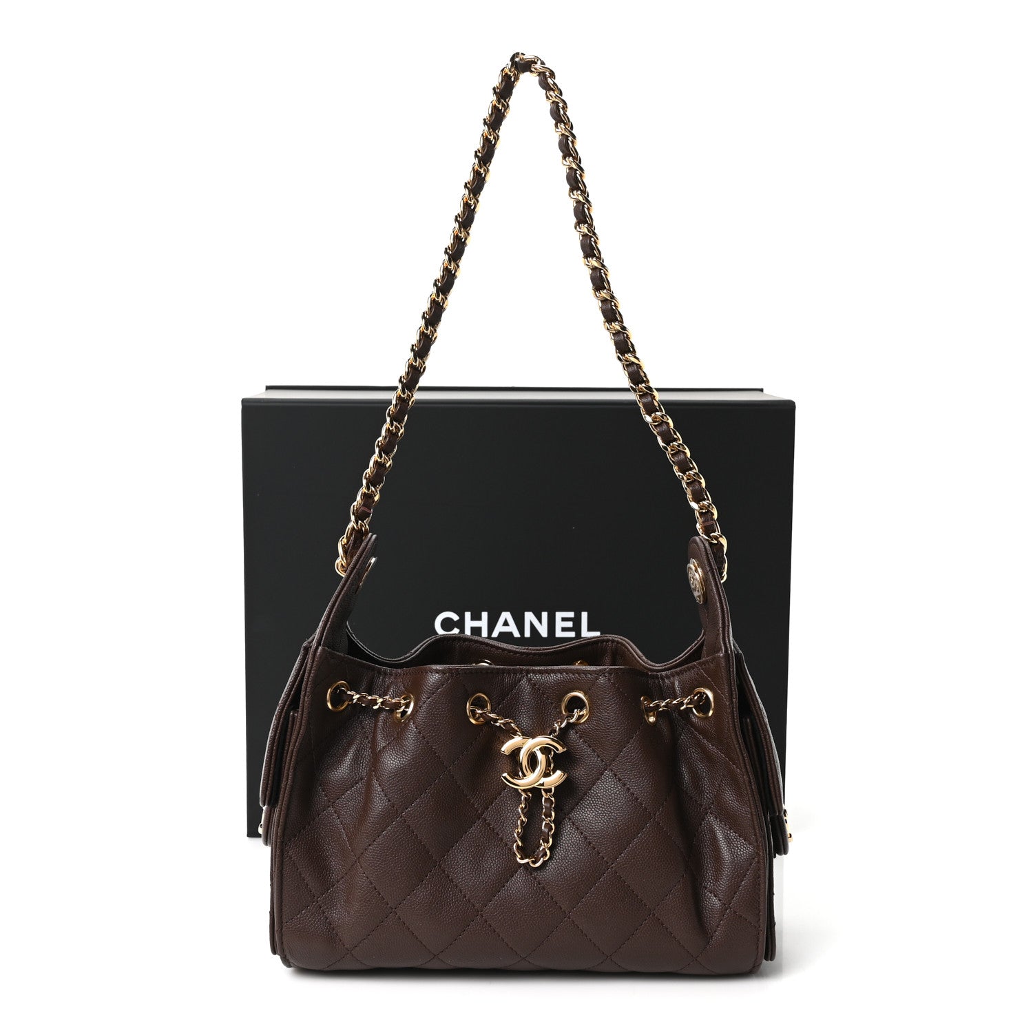 Chanel Caviar Quilted Mini Chanel 25 Handbag Dark Brown 11 of 11