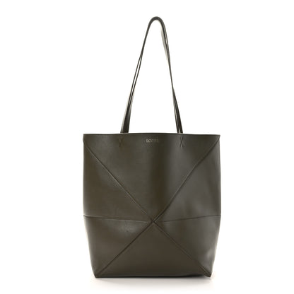 Loewe Shiny Calfskin Medium Puzzle Fold Tote Dark Khaki Green 1 of 12