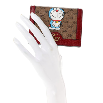 Gucci X DORAEMON Mini Vintage GG Supreme Monogram Card Case Wallet Beige Cherry Red 2 of 8