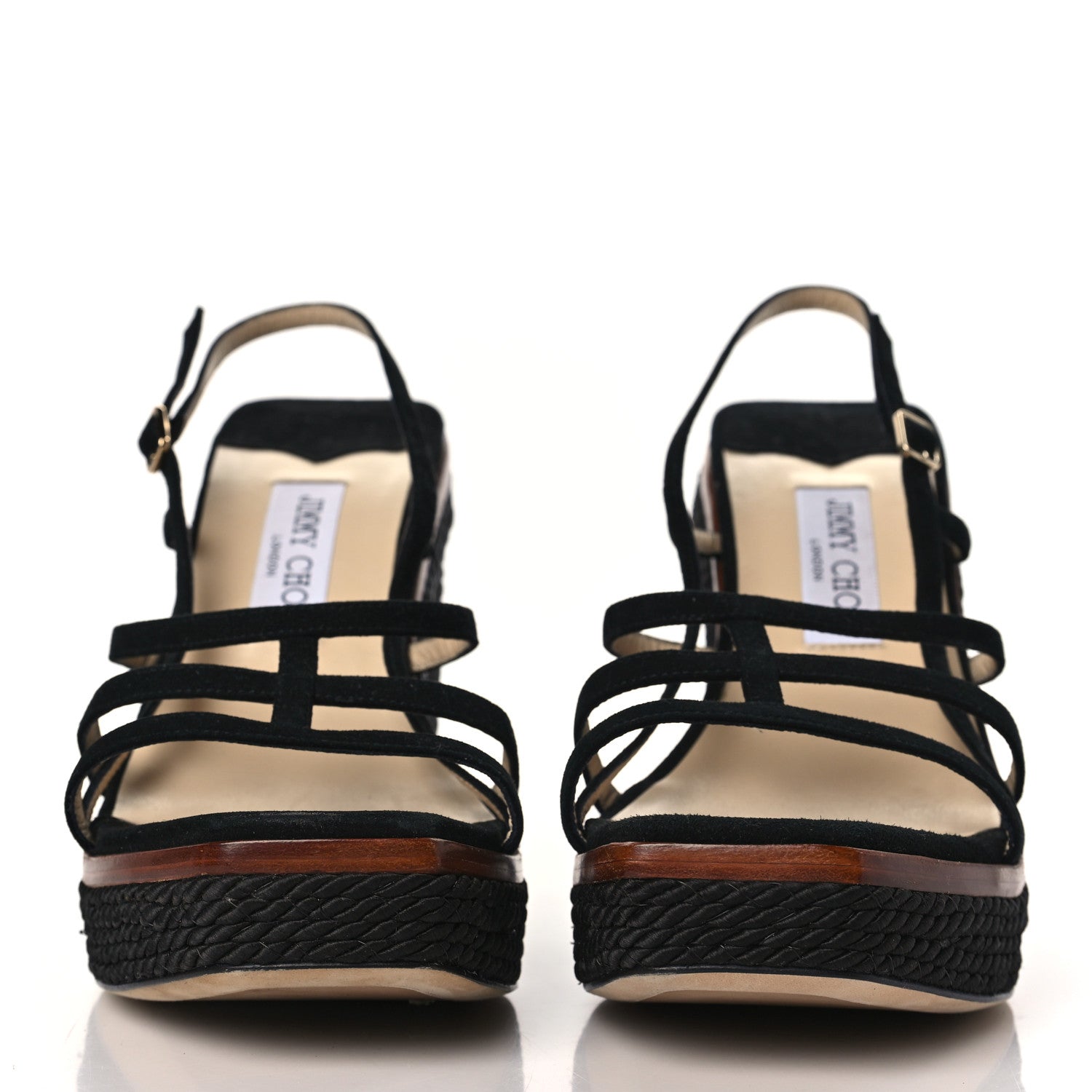 Jimmy Choo Suede Ariela 110 Wedge Sandals 41 Black 3 of 8