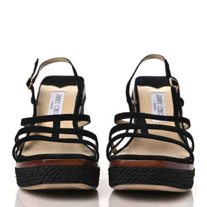 Jimmy Choo Suede Ariela 110 Wedge Sandals 41 Black 3 of 8
