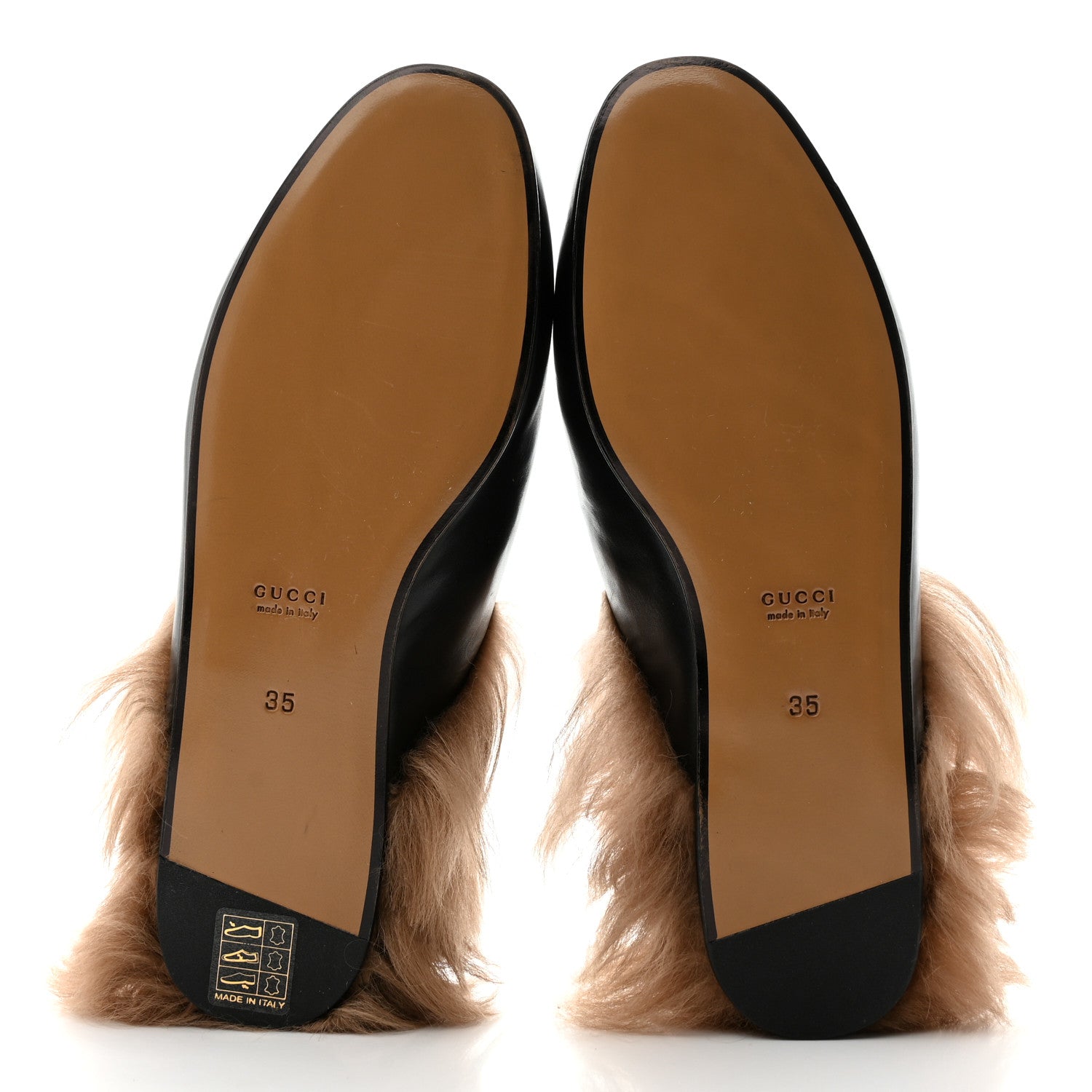 Gucci Calfskin Fur Womens Princetown Slippers 35 Black 5 of 8