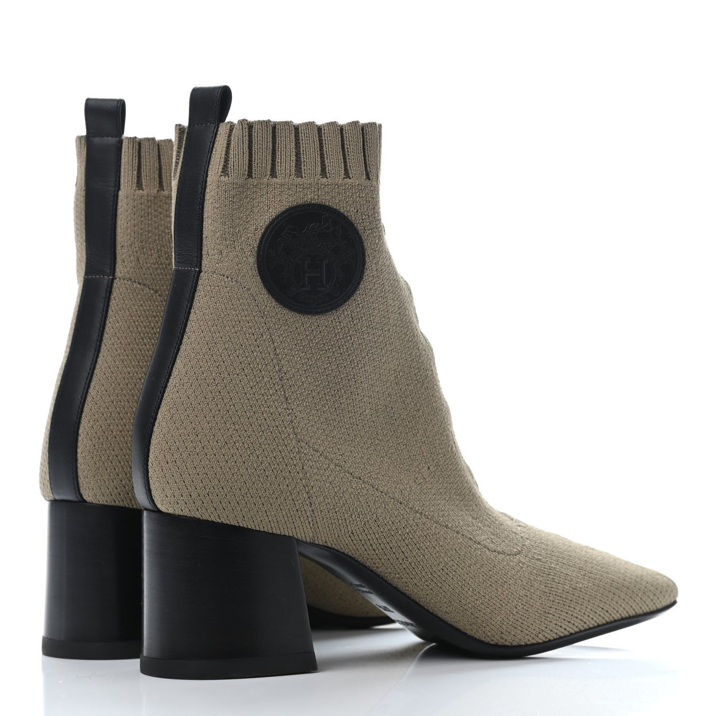 Knit Calfskin Volver 60 Ankle Boots 37.5 Vert Resine