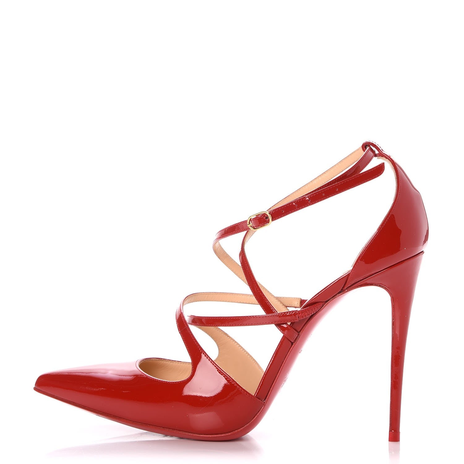 Christian Louboutin Patent Crossfliketa 100 Pumps 37.5 Flamenco 1 of 8