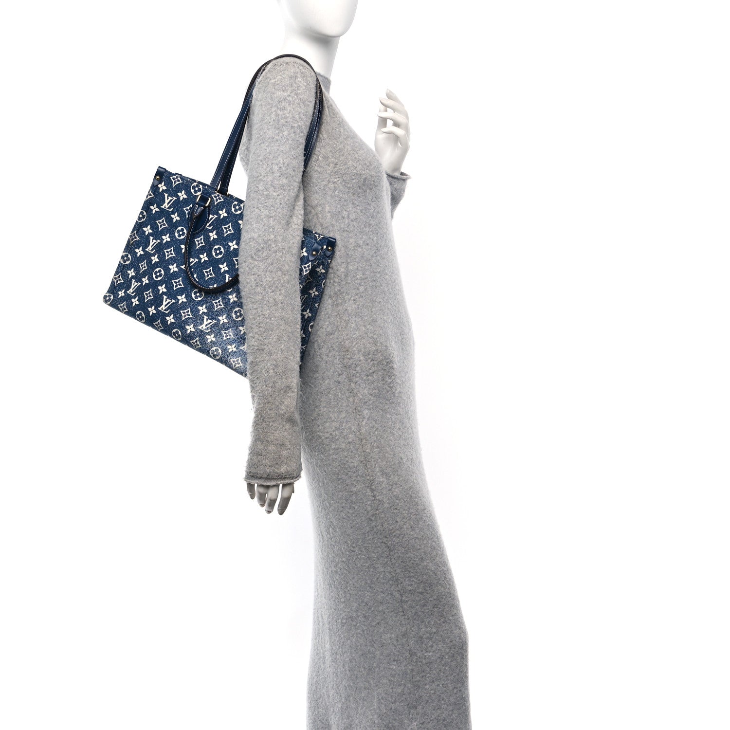 Louis Vuitton Monogram Jacquard Denim Onthego MM Bleu 2 of 9