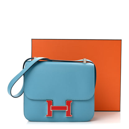 Hermes Epsom Enamel Constance 24 Bleu Du Nord Rouge 13 of 13