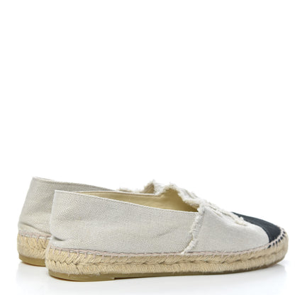 Chanel Linen CC Espadrilles 39 Beige Black 4 of 10
