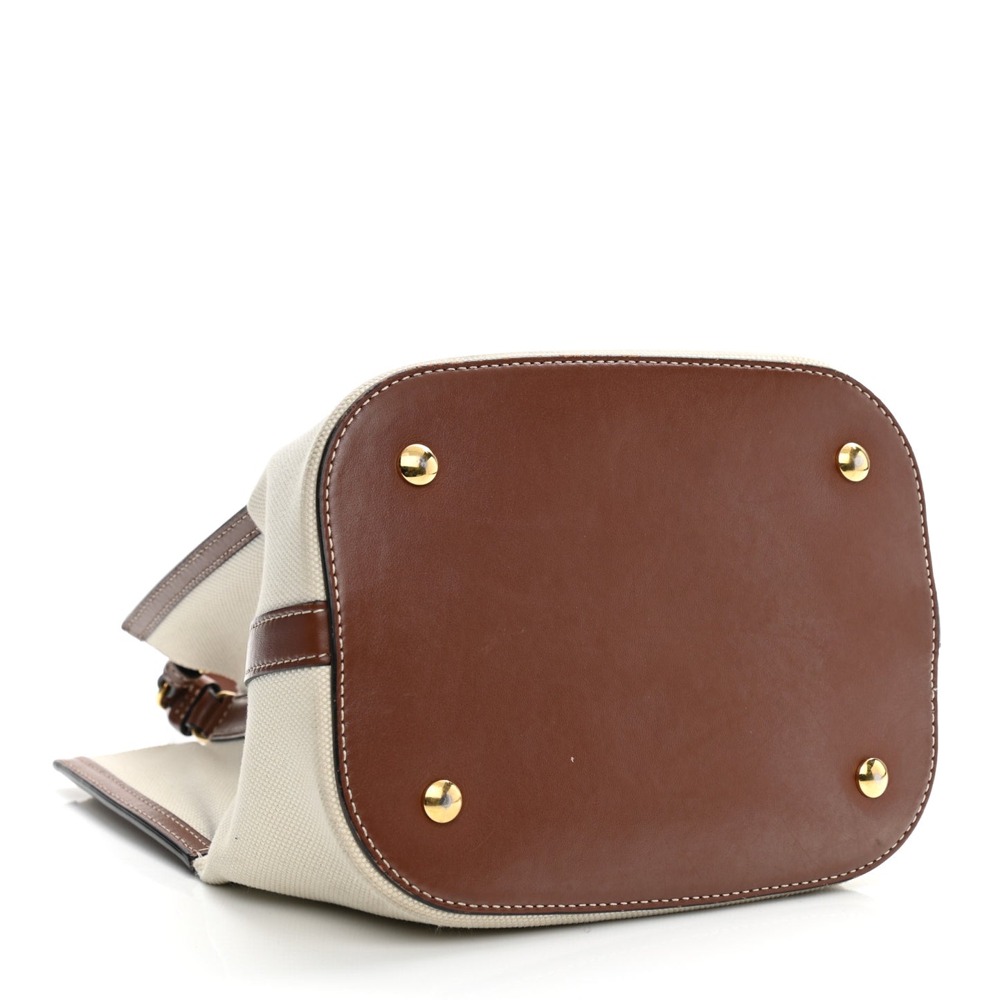 Canvas Cotton Small Peggy Bucket Bag Natural Gold