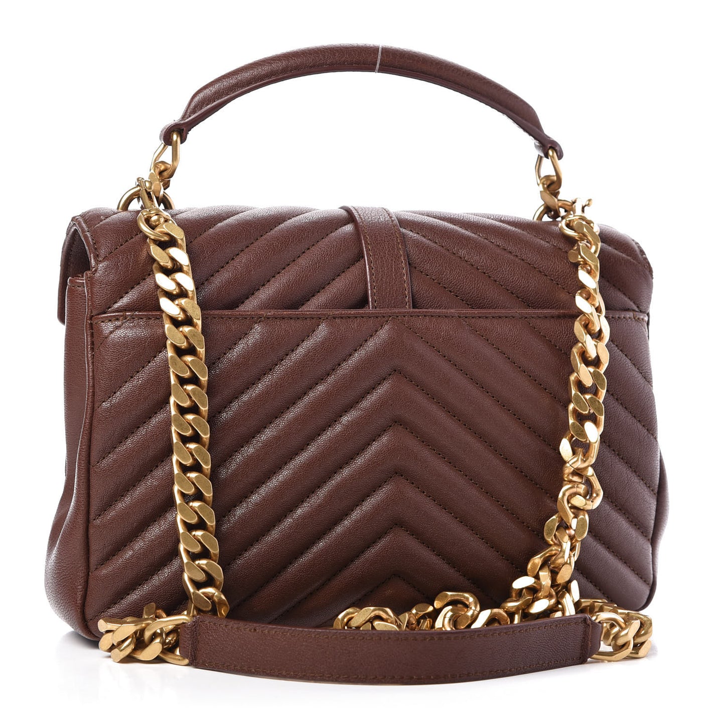 Lambskin Matelasse Chevron Monogram Medium College Bag Old Brandy