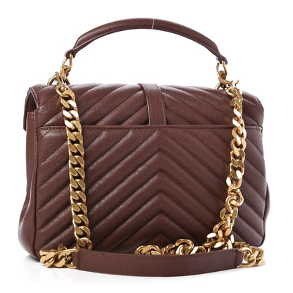 Saint Laurent Lambskin Matelasse Chevron Monogram Medium College Bag Old Brandy 3 of 9