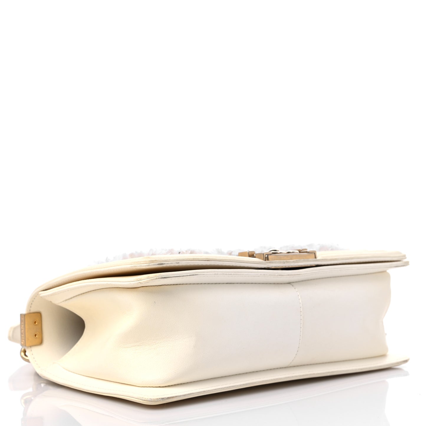 Lambskin Tulle Embroidered Medium Boy Flap White