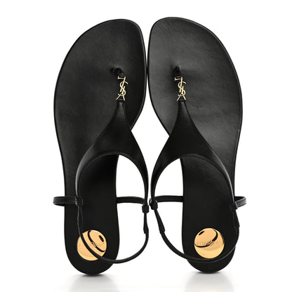 Saint Laurent Smooth Calfskin Cassandra Monogram Sandals 40 Black 2 of 9