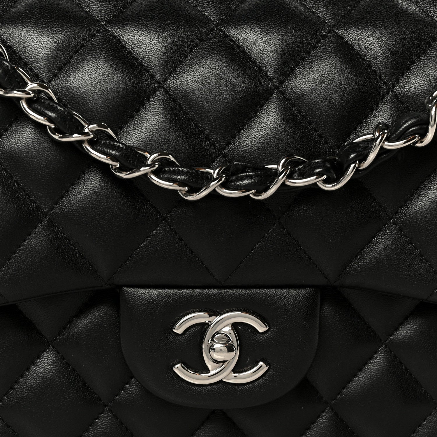 Chanel Lambskin Quilted Jumbo Double Flap Black 9 of 12
