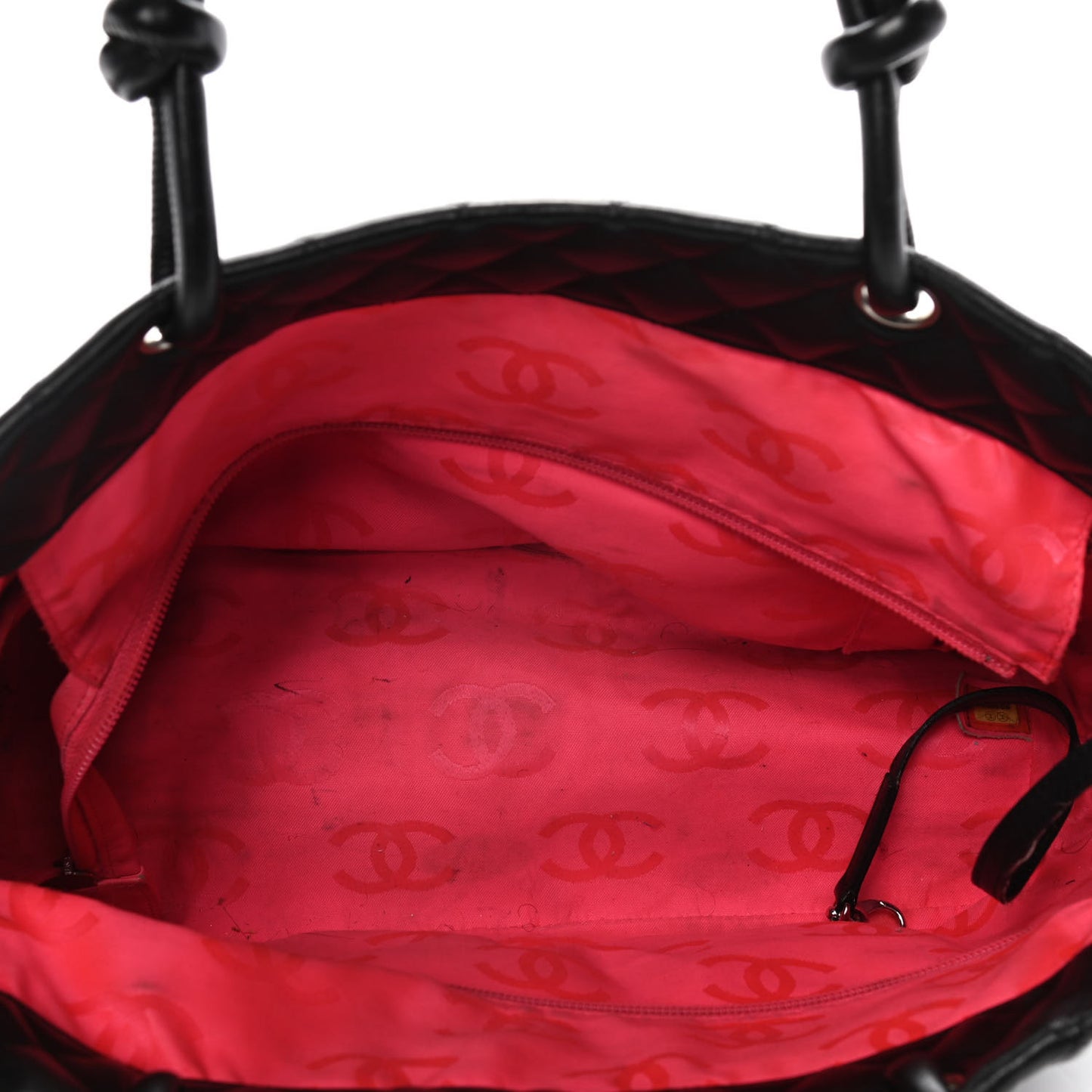 Calfskin Quilted Large Cambon Tote Black White