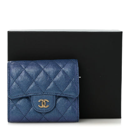 Chanel Iridescent Caviar Flap Quilted Card Holder Wallet Dark Blue 11 of 11
