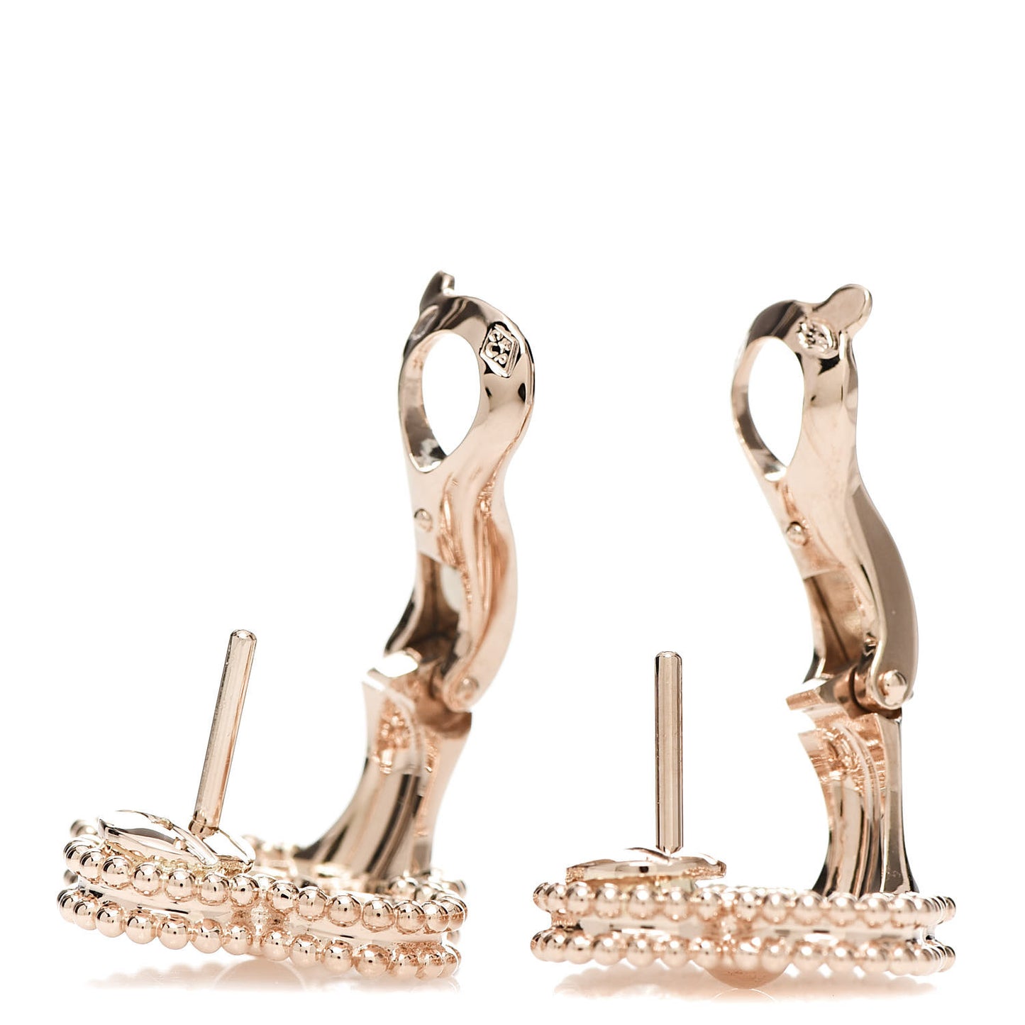 18K Rose Gold Diamond Vintage Alhambra Earrings