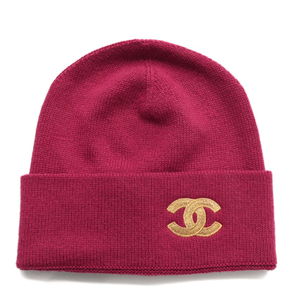Chanel Cashmere CC Beanie Hat Pink Gold 1 of 4