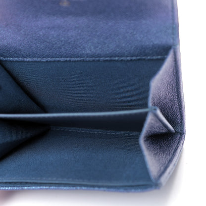 Chanel Iridescent Caviar Quilted Flap Card Holder Wallet Dark Blue 7 of 8