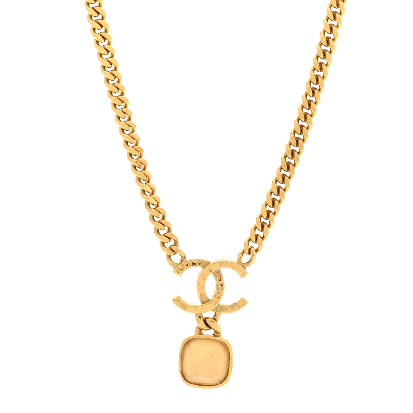 Metal Natural Stones CC Necklace Gold