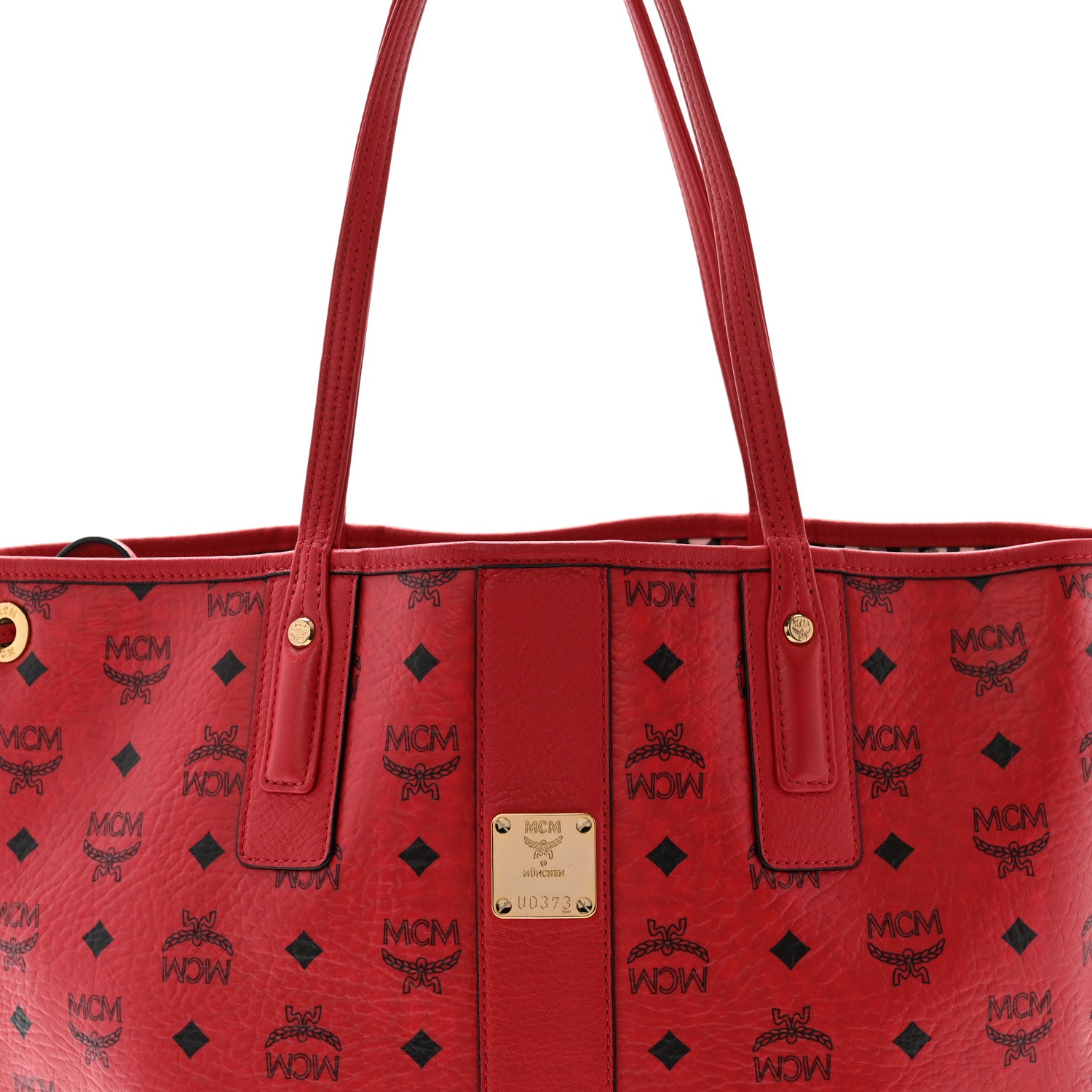 MCM Visetos Medium Liz Reversible Shopper Tote Ruby Red 10 of 15