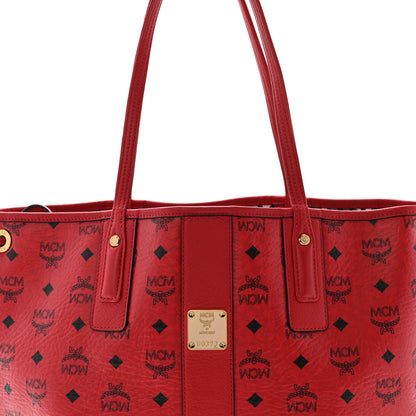 MCM Visetos Medium Liz Reversible Shopper Tote Ruby Red 10 of 15