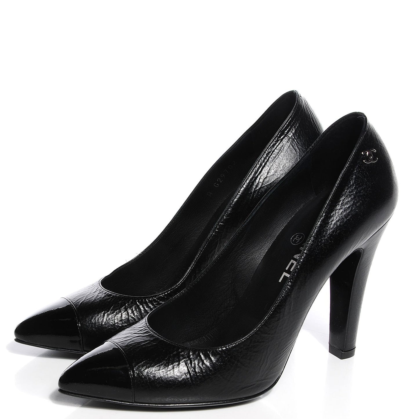 Patent Cap Toe Pumps Black 38.5