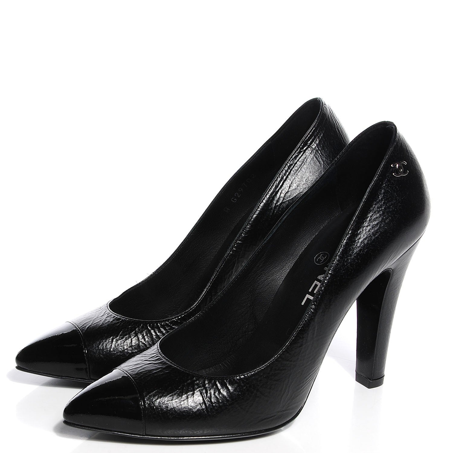 Chanel Patent Cap Toe Pumps Black 38.5 3 of 8