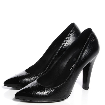 Chanel Patent Cap Toe Pumps Black 38.5 3 of 8
