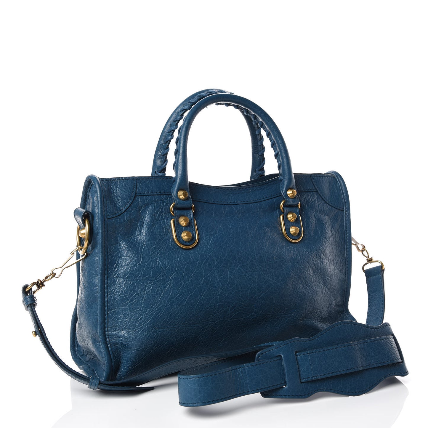 Agneau Arena Gold Metallic Edge Hardware S City Bleu Abysse